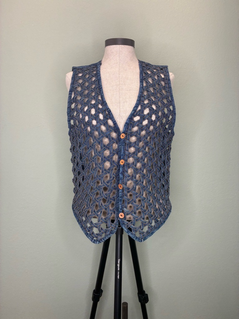 Vintage Denim blue jean vest %100 cotton